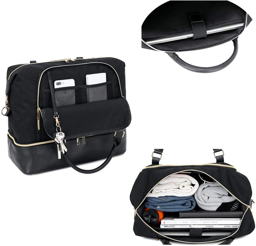 Сумка перемещения Duffel людей женщин кожаная с рукавом 17.3x14.5x8.3 вагонетки»