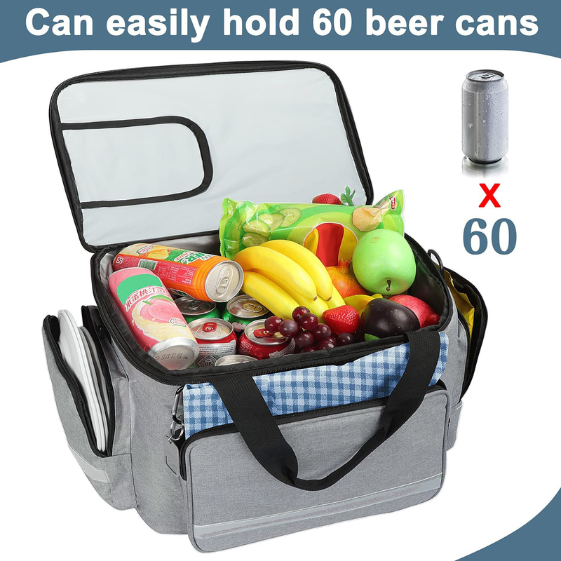 Серебряная белая большая изолированная сумка Tote более крутая с 60Can 0.8kg мягких людей молнии