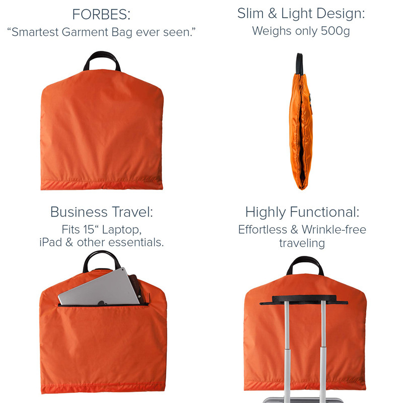 2 в 1 сумке Duffle одежды продолжите карманы 1.1LBS молнии вешалки костюма людей