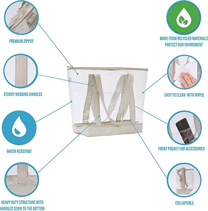 Пляж 14x5x13 ясного стадиона сумки Tote PVC несущей хозяйственных сумок Eco дружелюбного прозрачного на открытом воздухе»