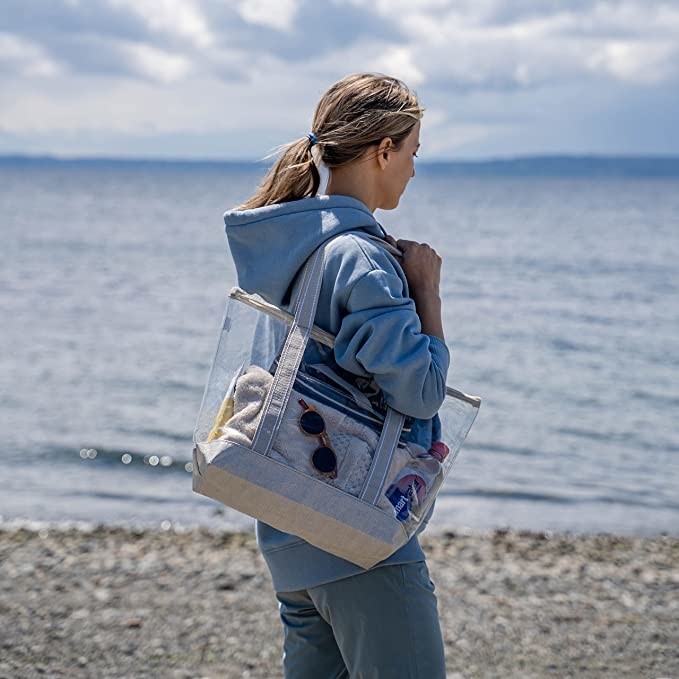 Пляж 14x5x13 ясного стадиона сумки Tote PVC несущей хозяйственных сумок Eco дружелюбного прозрачного на открытом воздухе»