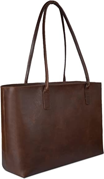 Винтажная сумка Tote ноутбука компьютера портфеля кожаная, сумка офиса работы 16x21