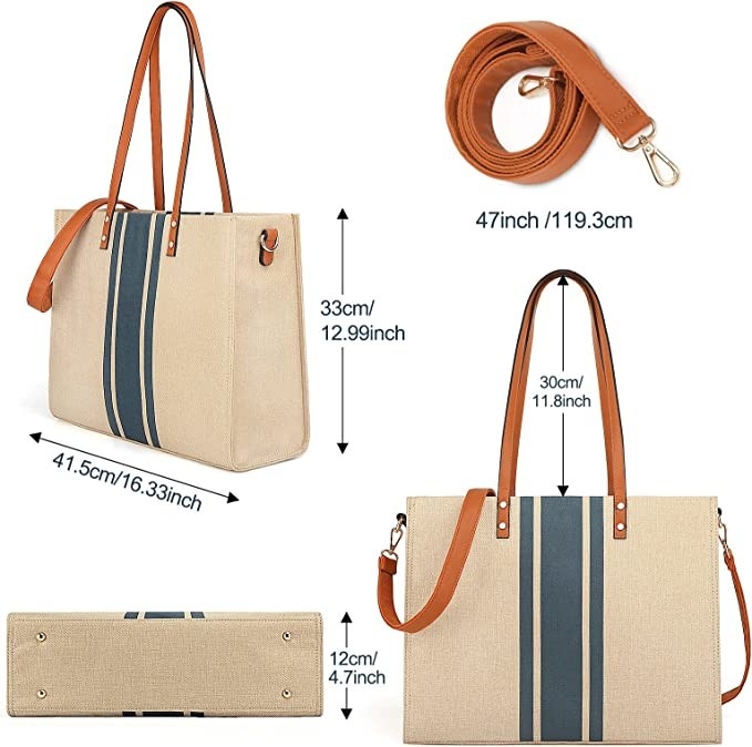 Сумка Tote ноутбука работы холста для перемещения 16.33x4.7x12.99 женщин случайного