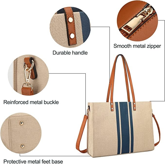 Сумка Tote ноутбука работы холста для перемещения 16.33x4.7x12.99 женщин случайного