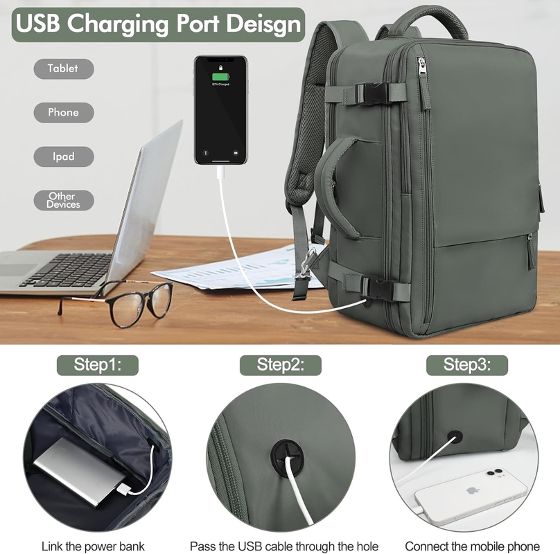 Необычная сумка для багажа Оливково-зеленый сумка для путешествий с USB-портом для зарядки