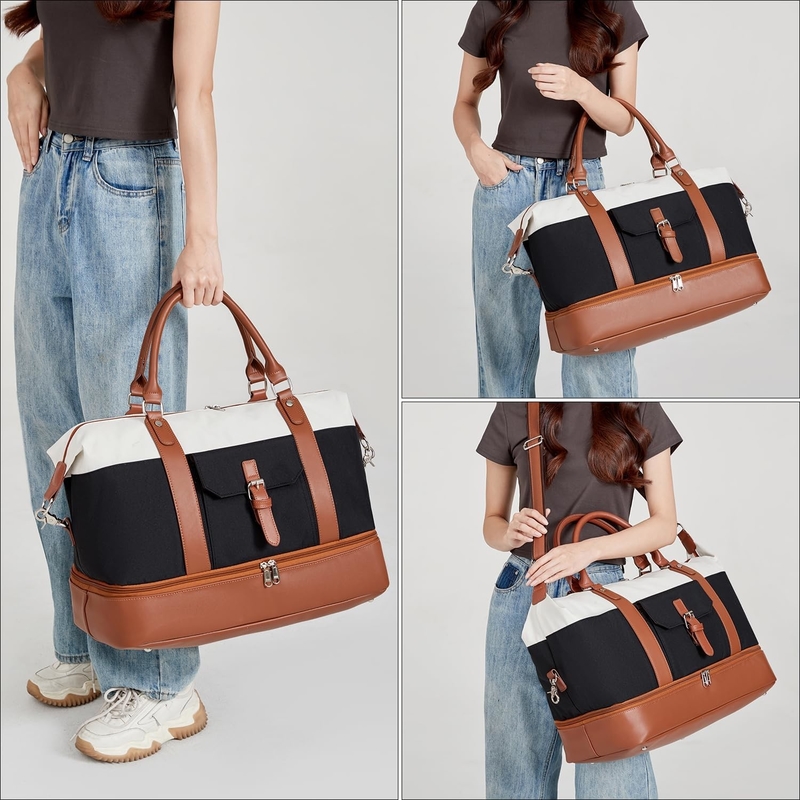 Cavas Weekend Carry on Duffel Travel Bag с кожаными обувными отделениями для мужчин