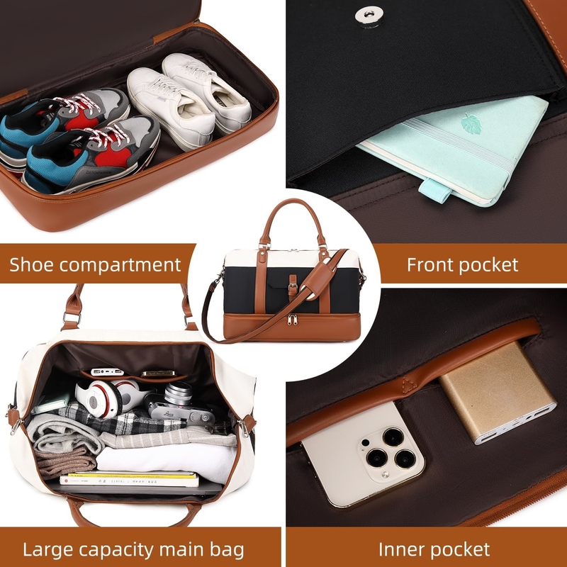 Cavas Weekend Carry on Duffel Travel Bag с кожаными обувными отделениями для мужчин